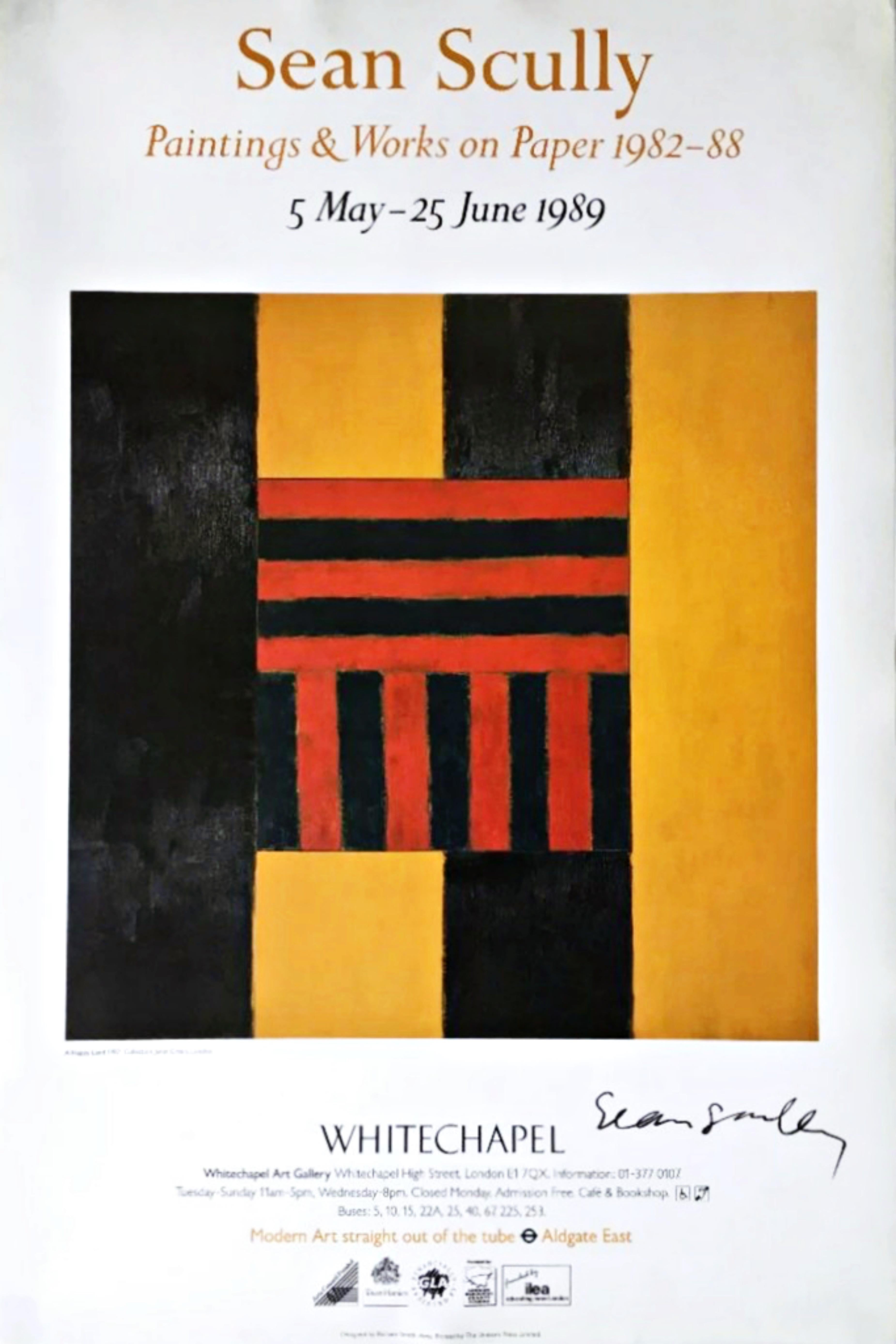 Sean Scully Abstract Print - Painting & Works on Paper exhibition poster, Whitechapel Gallery (Hand Signed) 