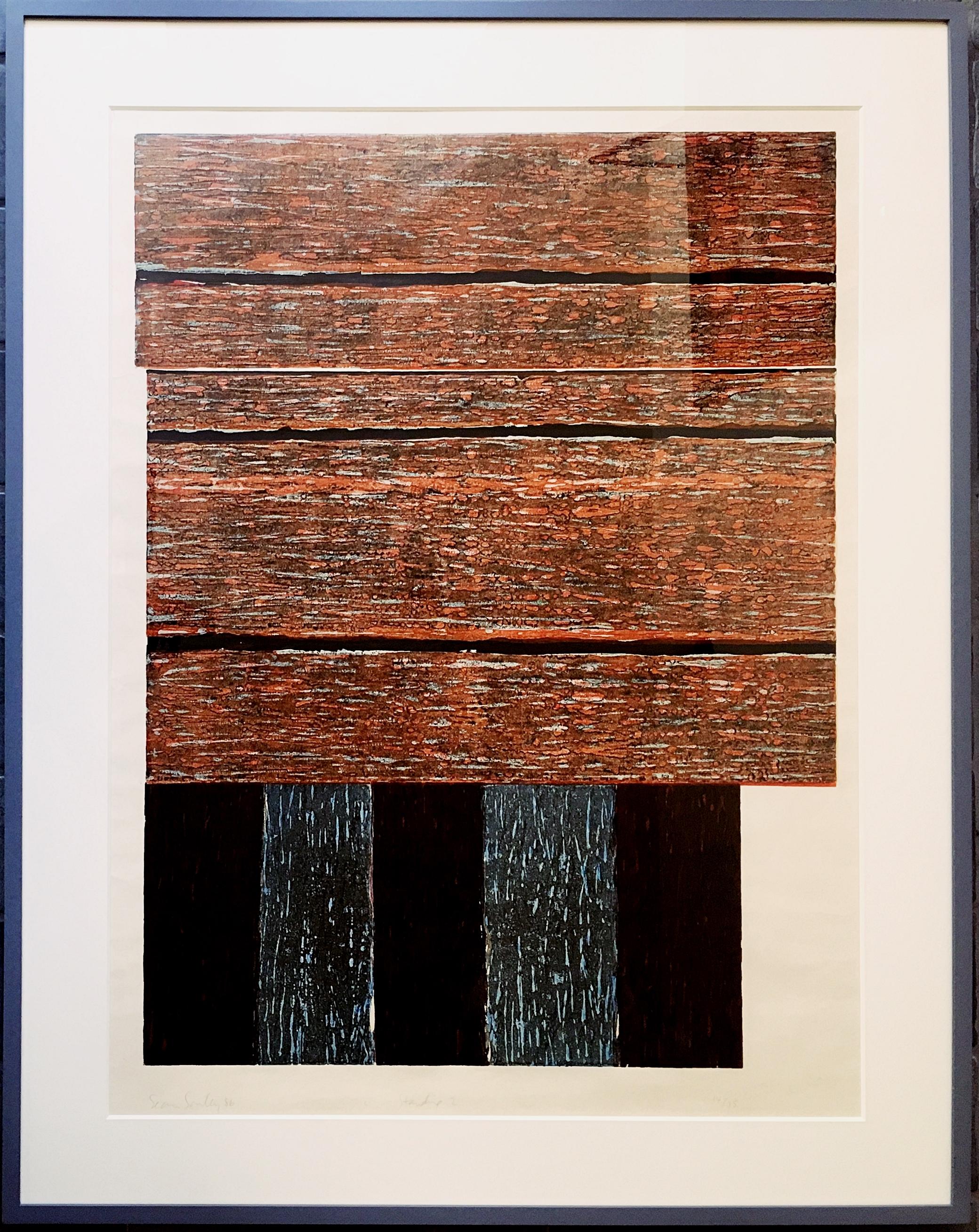 Sean Scully, Standing 2, colored woodcut on handmade paper, signed #14/35 Framed 6