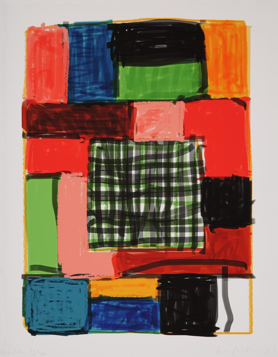 Sean Scully Abstract Print - Window - iPhone drawing, pigment print, window, wall, bright colors