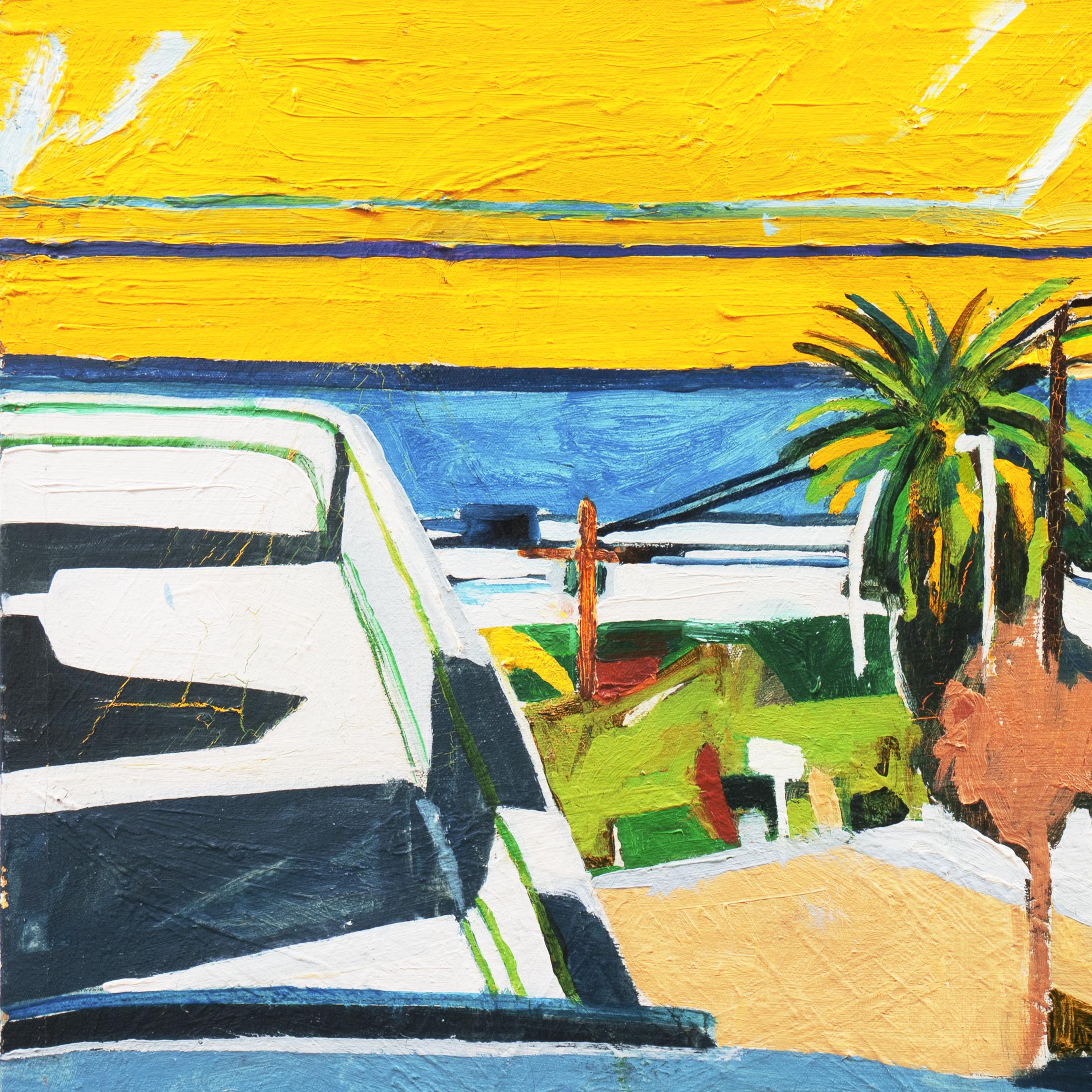 „Ocean View, California“, Pasadena Art Institute, Hollywood, urbanes modernistisches Ölgemälde (Postmoderne), Painting, von Sean Sult
