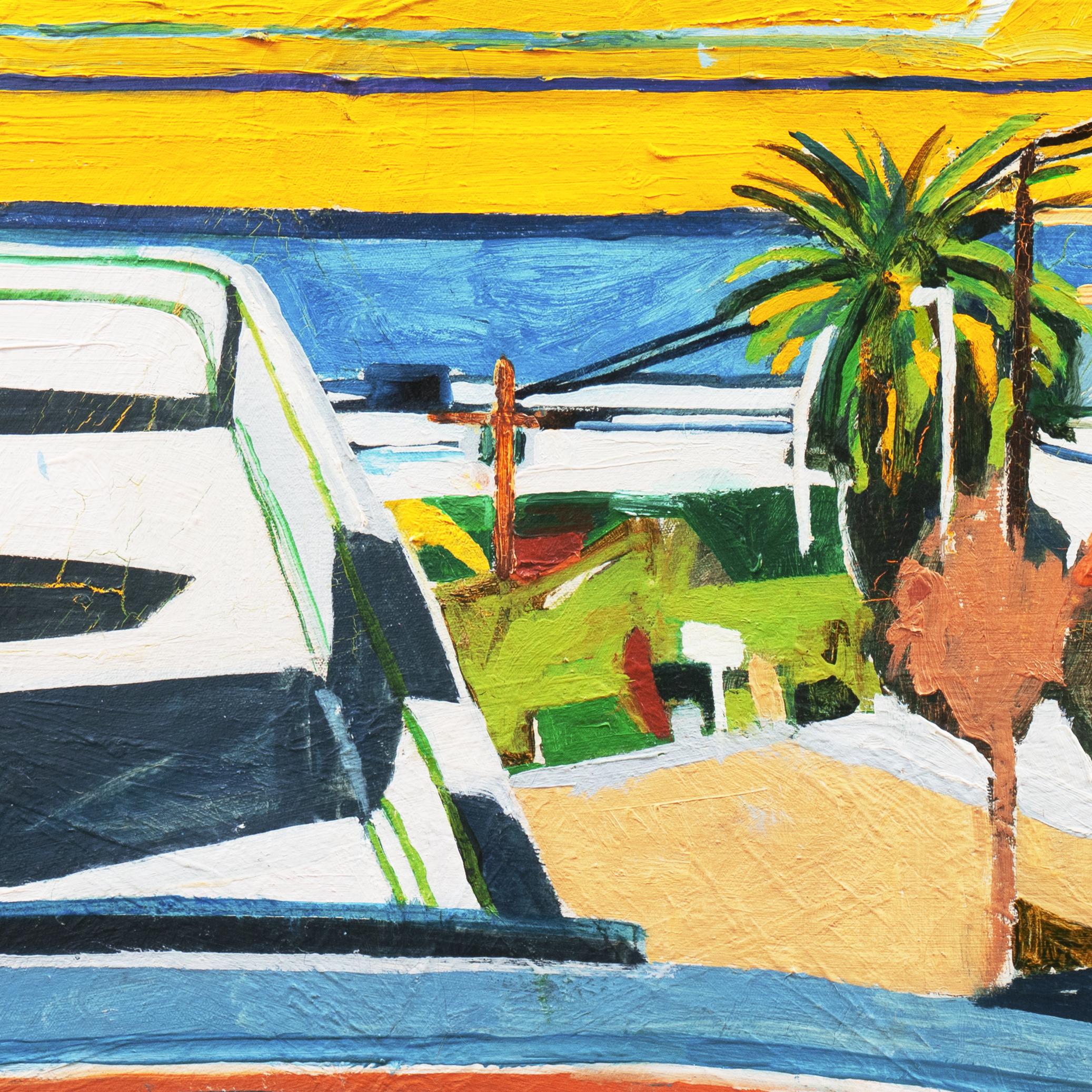„Ocean View, California“, Pasadena Art Institute, Hollywood, urbanes modernistisches Ölgemälde im Angebot 1