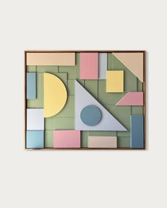 Contemporary Geometric Relief Wall Sculpture, 100x120 cm