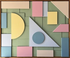 Contemporary Geometric Relief Wall Sculpture, 100x120 cm