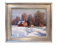 Soft Winter Light (snow, luminous, red barn)
