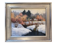 Winter Haze (moody sky, barn, river, fall colors)