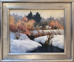 Winter Haze (moody sky, barn, river, fall colors)
