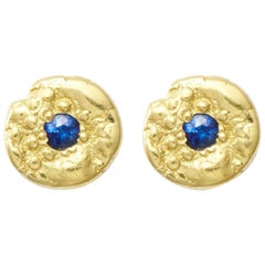Susan Lister Locke "Seaquin" 0.10 Carat Sapphire Stud Earrings in 18 Karat Gold