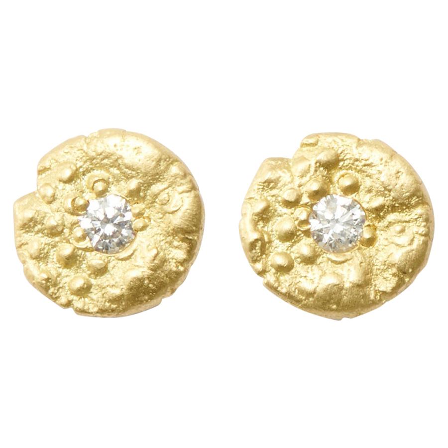 Susan Lister Locke "Seaquin" 0.26 Carat Diamond Stud Earrings in 18 Karat Gold For Sale