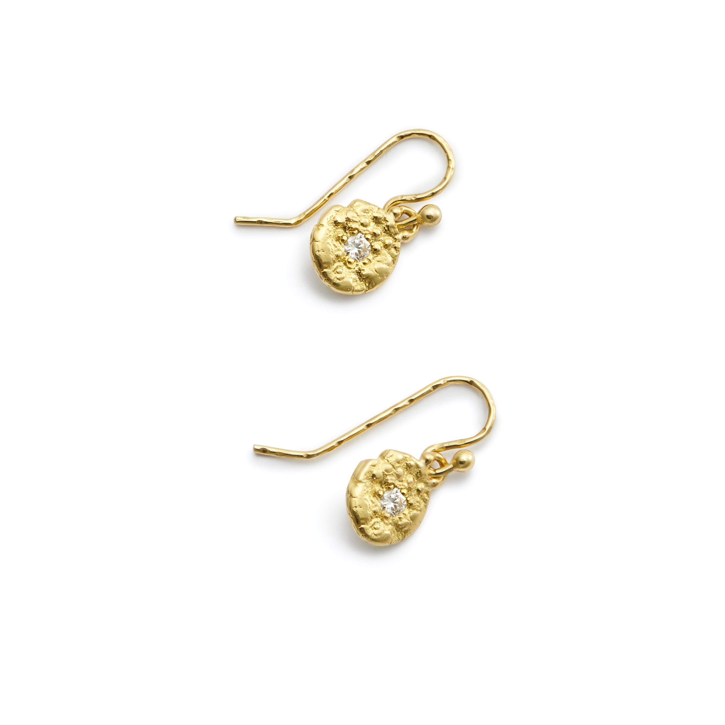 seaquin and diamond gold dangle earrings