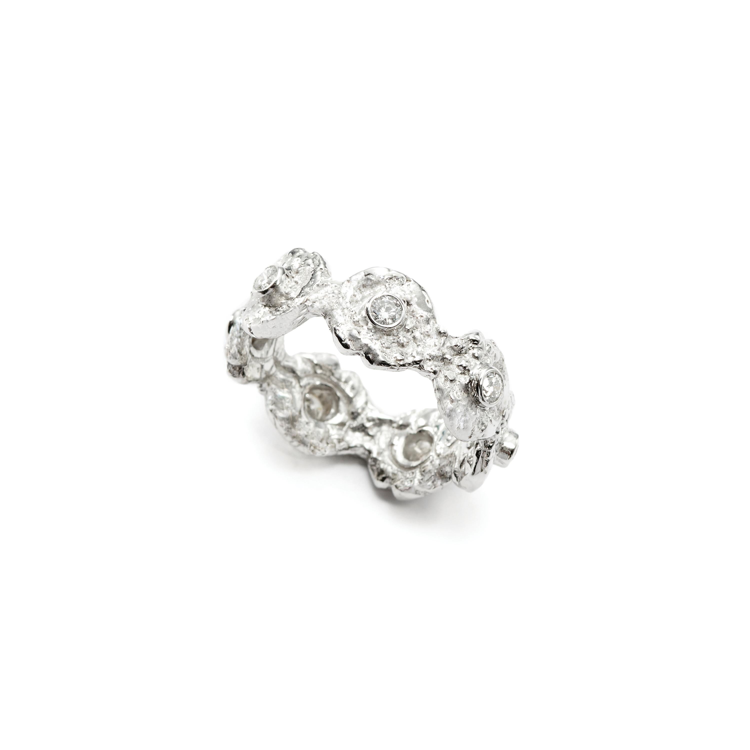 Contemporary Susan Lister Locke “Seaquin” Band Ring with 0.60ct Diamonds in 18K White Gold For Sale