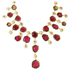 Susan Lister Locke "Seaquin" Watermelon Tourmaline, Sapphire 
Diamond Necklace