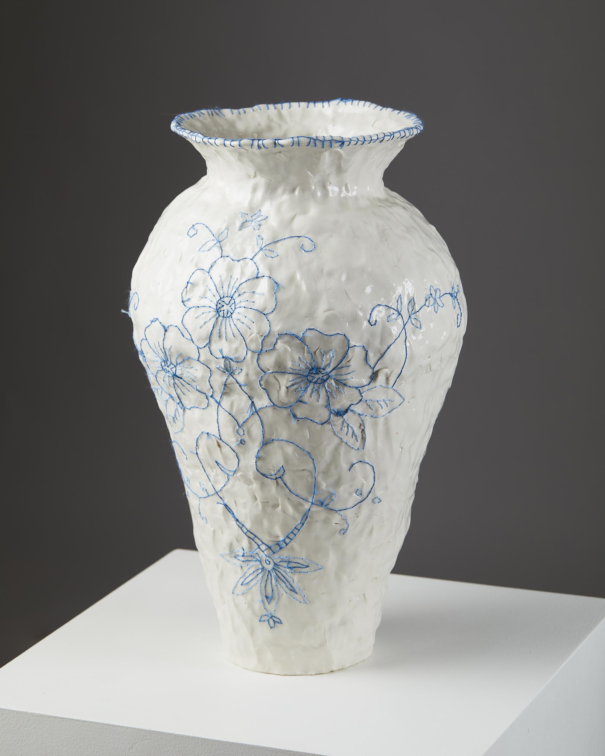 Swedish Embroidered Vase Designed by Caroline Harrius, Sweden, 2021