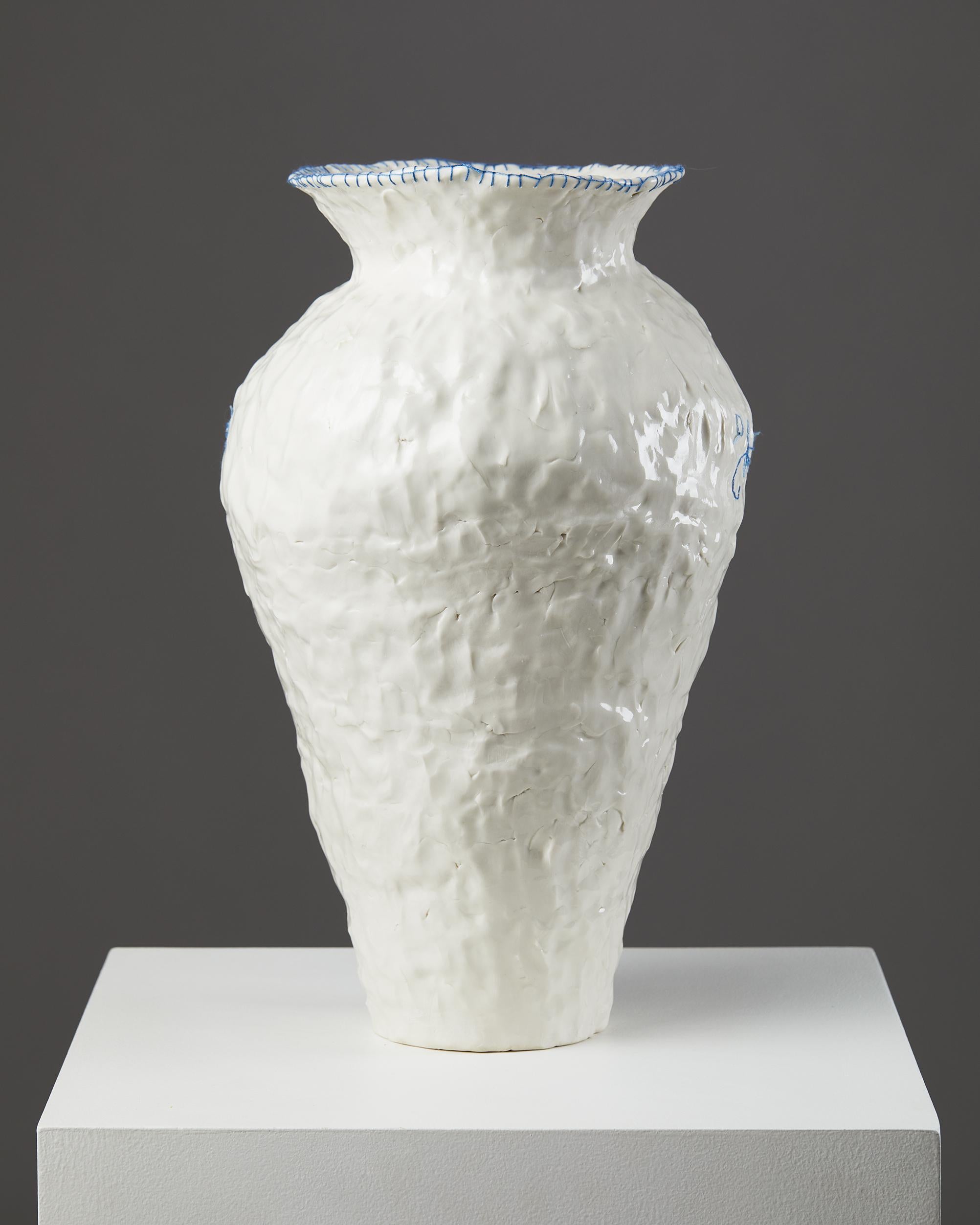 Embroidered Vase Designed by Caroline Harrius, Sweden, 2021 In Excellent Condition In Stockholm, SE