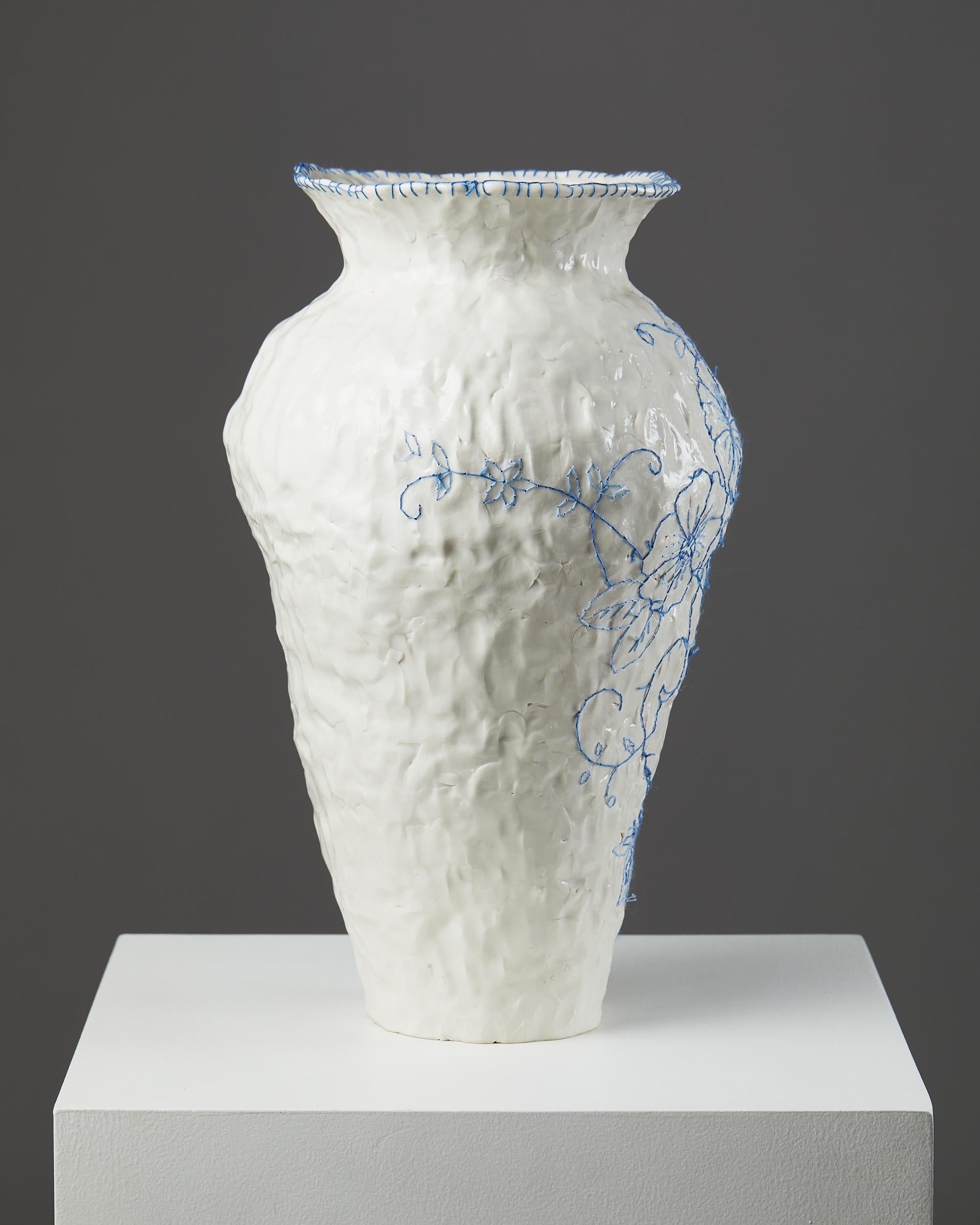 Contemporary Embroidered Vase Designed by Caroline Harrius, Sweden, 2021