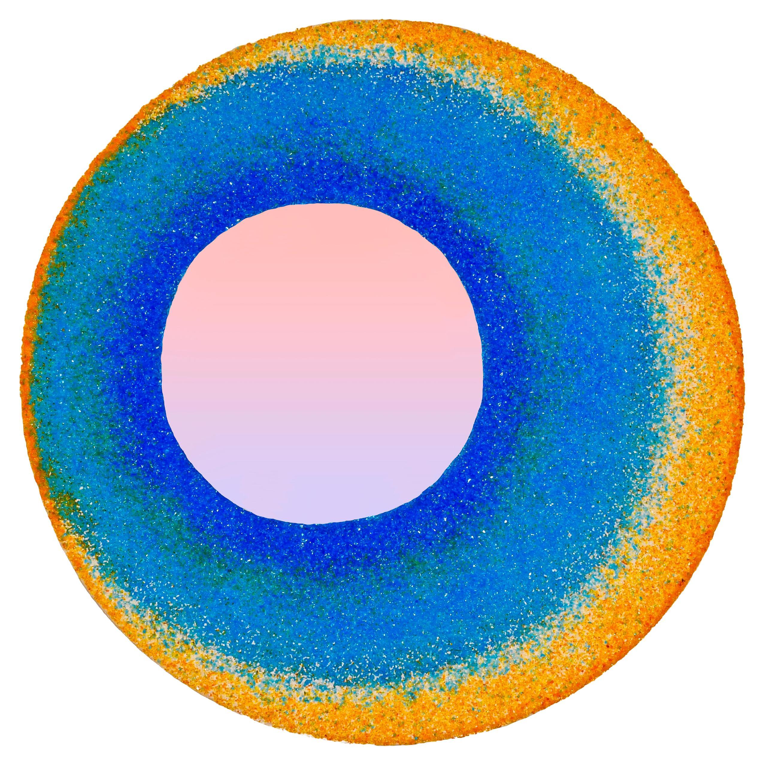 "Seascape" Large Round Mirror With Handmade Murano Glass Frame