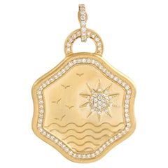 Seascape Medallion Pendant With Diamonds Made In 14k Yellow Gold