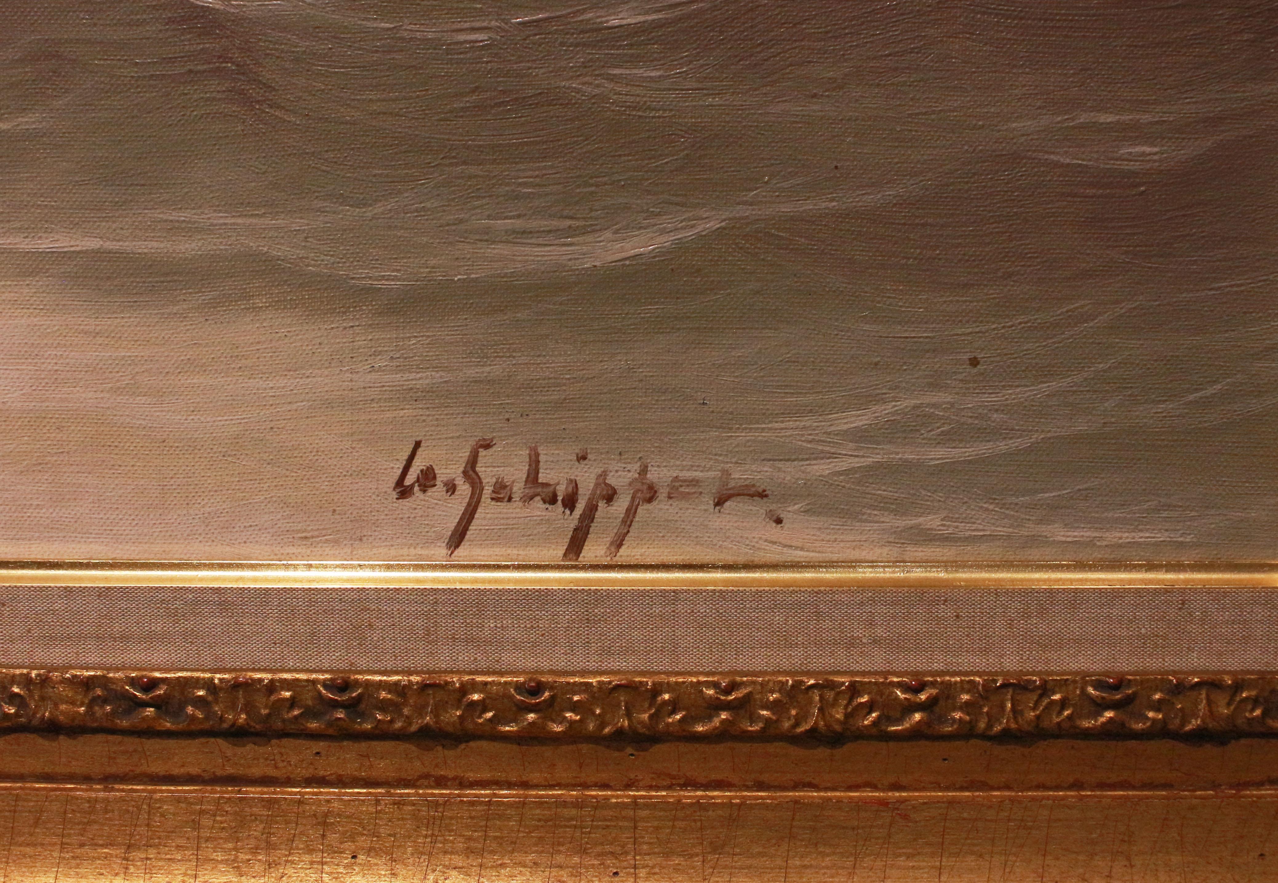 Meereslandschaft in Öl auf Leinwand von C. Schipper, Dänemark. 