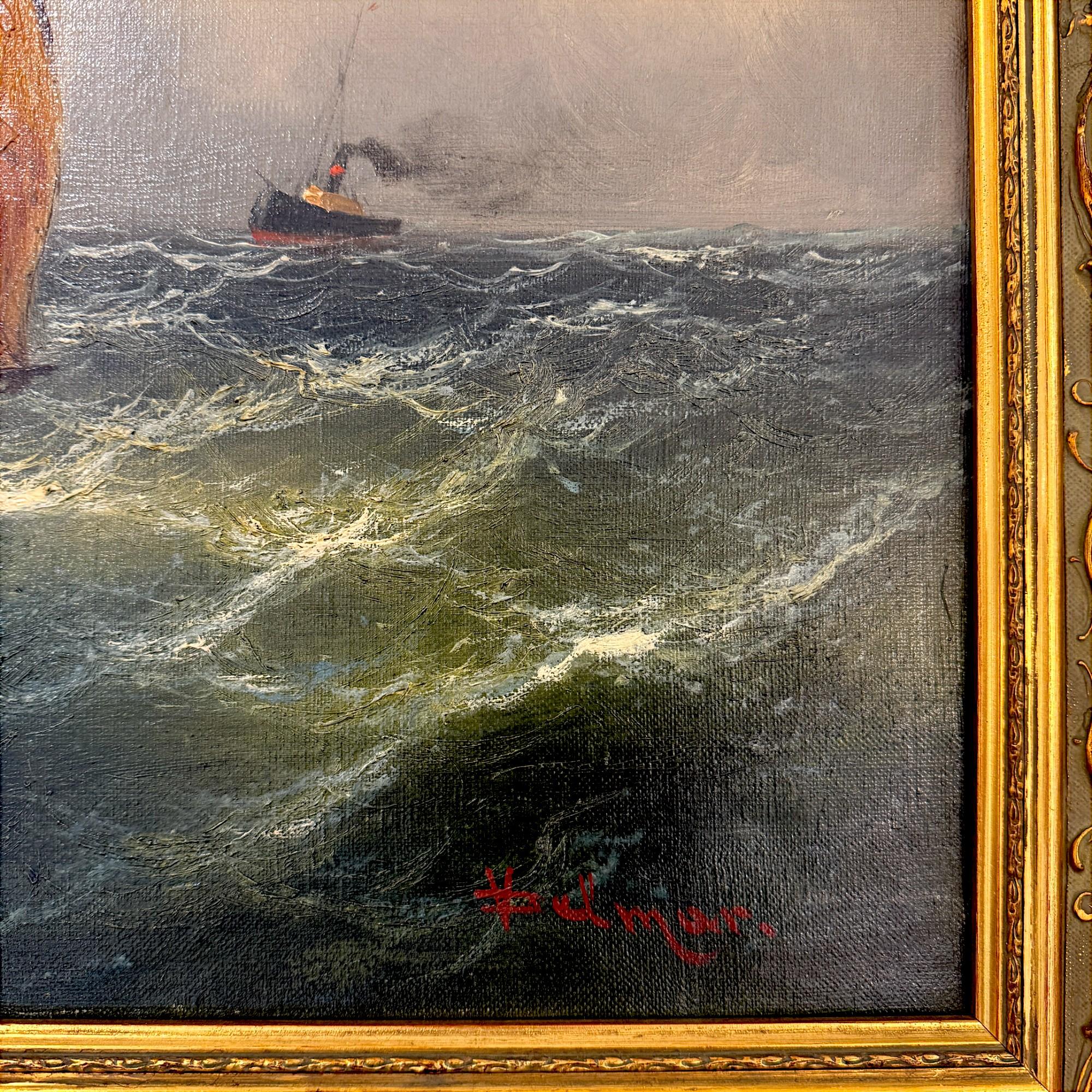 Seestück Ölgemälde von H. Elmar, 19. Jahrhundert im Angebot 4