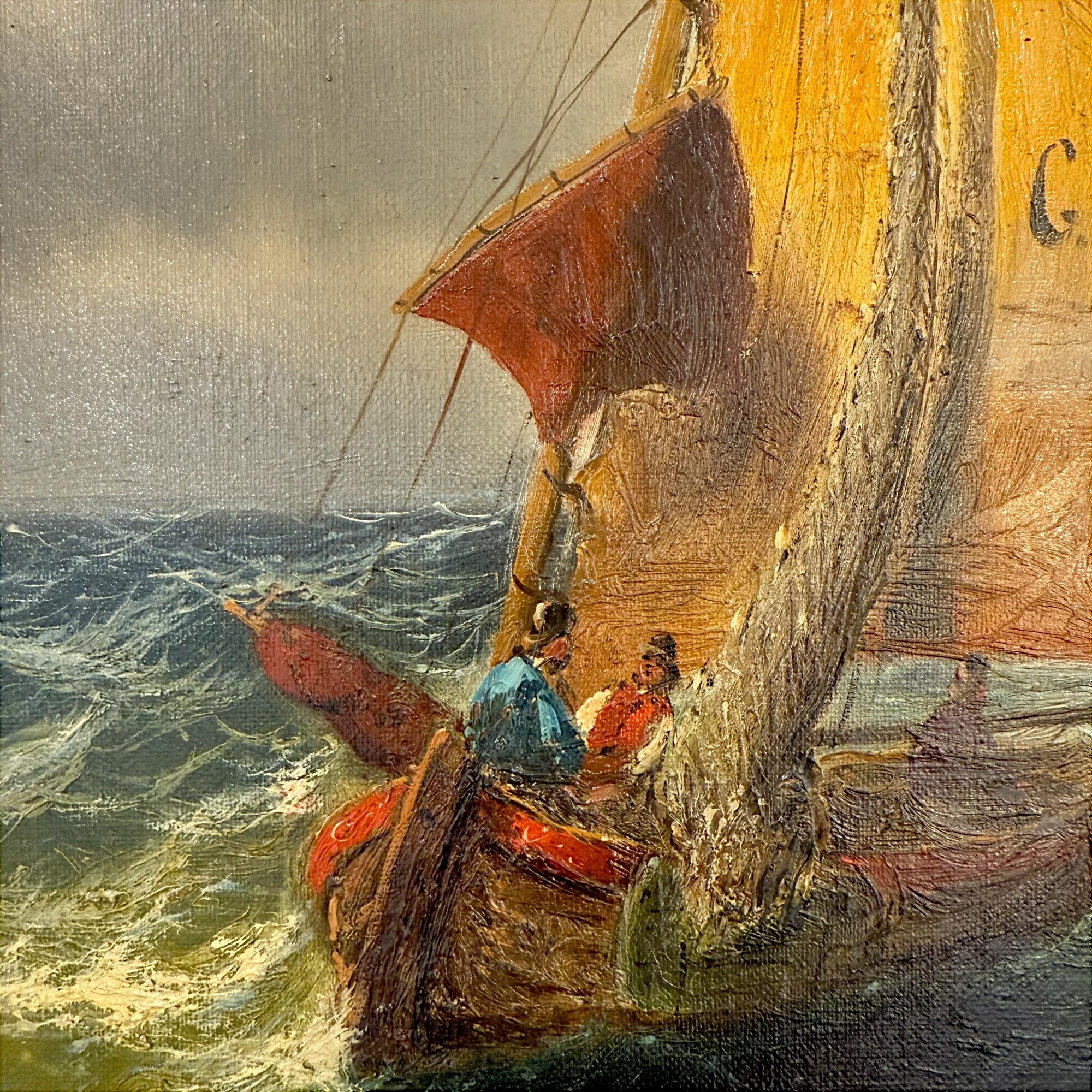 Seestück Ölgemälde von H. Elmar, 19. Jahrhundert im Angebot 1