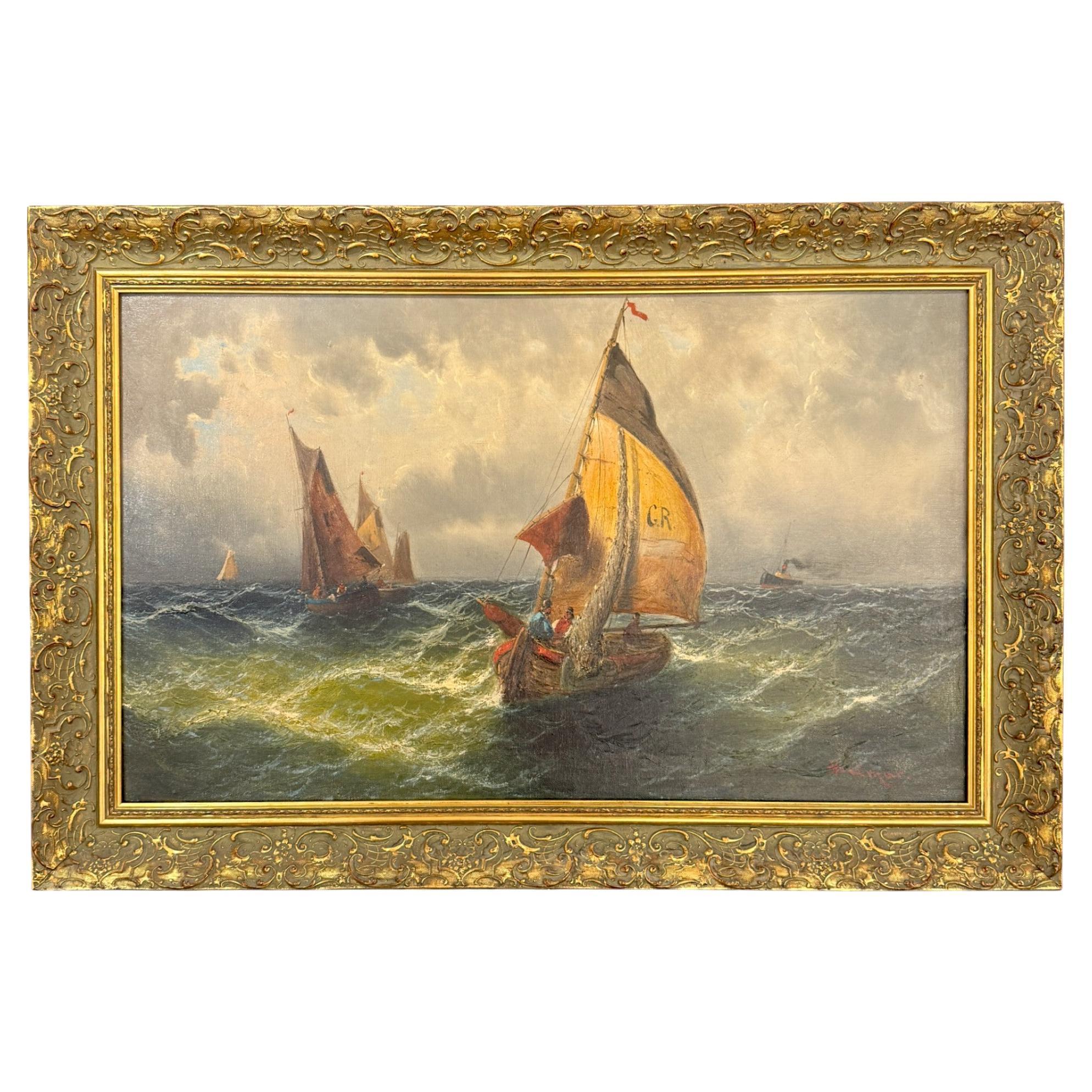 Seestück Ölgemälde von H. Elmar, 19. Jahrhundert im Angebot