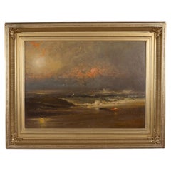 Antique Seascape Oil Painting on by Franklin Dullin Briscoe, 1982
