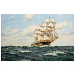 Seascape Painting of American Clipper Ship “Red Cloud” by Henry Scott