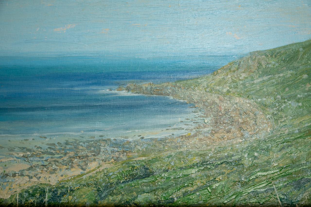 English Seascape Painting of Cornwall by John Brenton, Oil on Canvas Board For Sale