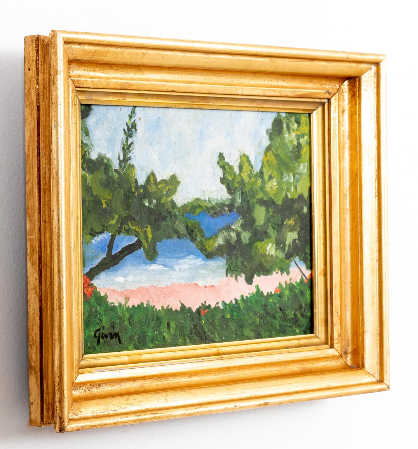 Mid-20th Century Seascape Painting of Tropical Beach Scene