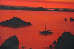 Seascape Painting Wall Art Acrylic by Randall Seals 16x20 inches Sunset Ocean