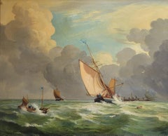 Gemälde einer Meereslandschaft mit Segelbooten von Oliver Trowell (britisch, datiert 1969)