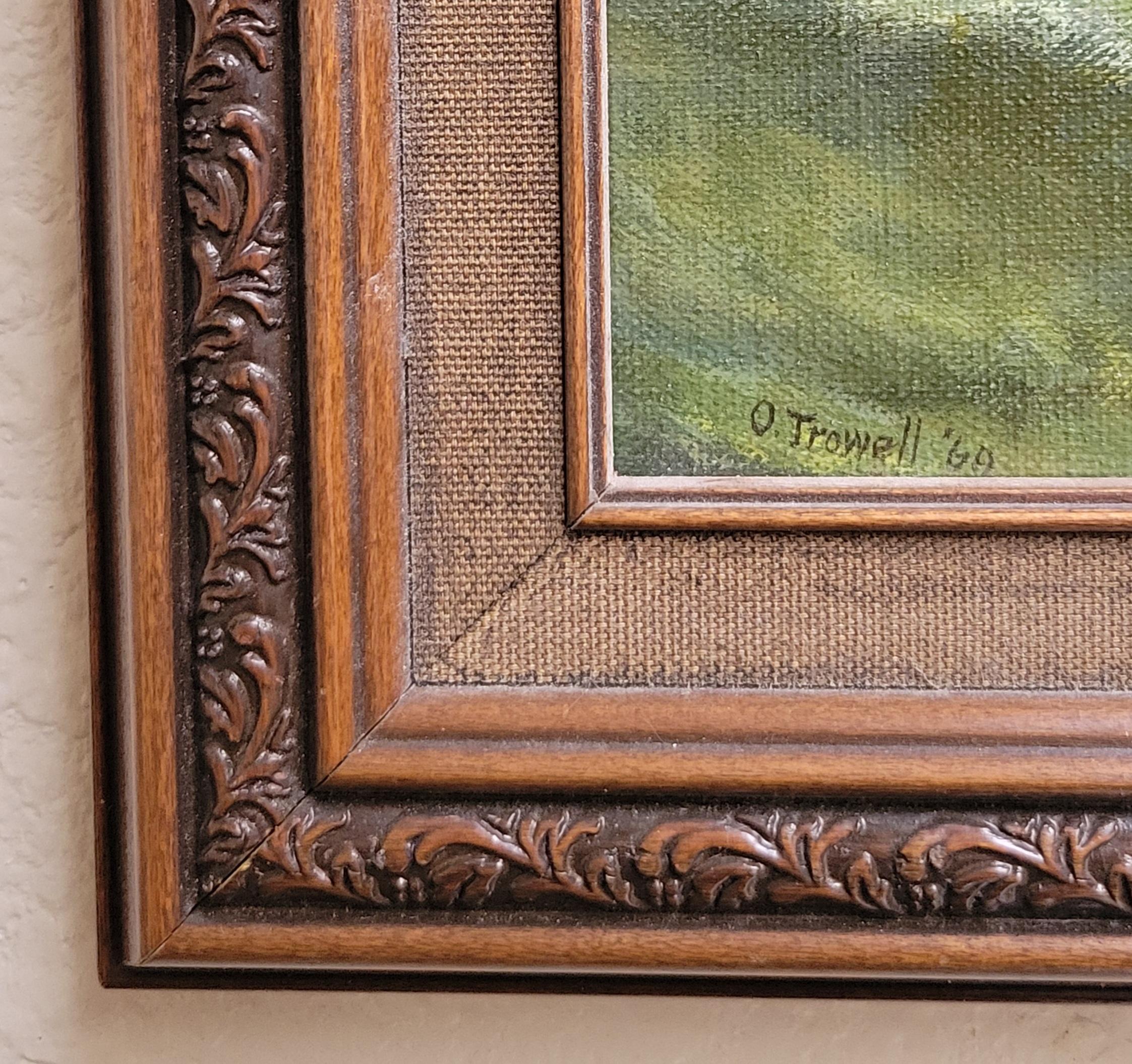 Gemälde einer Meereslandschaft mit Segelbooten von Oliver Trowell (britisch, datiert 1969) (Moderne der Mitte des Jahrhunderts) im Angebot