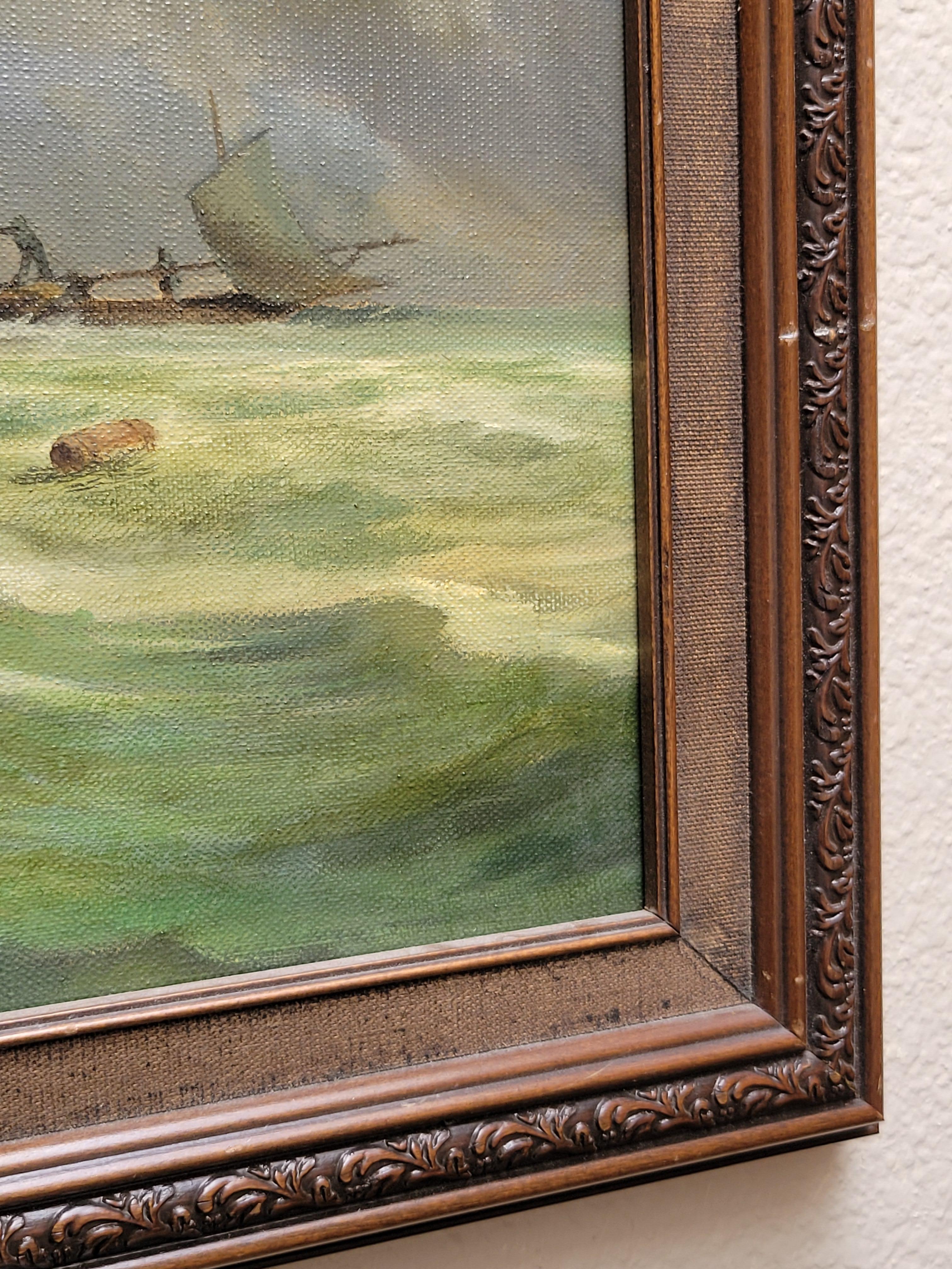 Gemälde einer Meereslandschaft mit Segelbooten von Oliver Trowell (britisch, datiert 1969) im Angebot 2