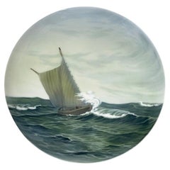Piatto da parete in porcellana Seascape di Bing & Grøndahl, Danimarca 1902-1914