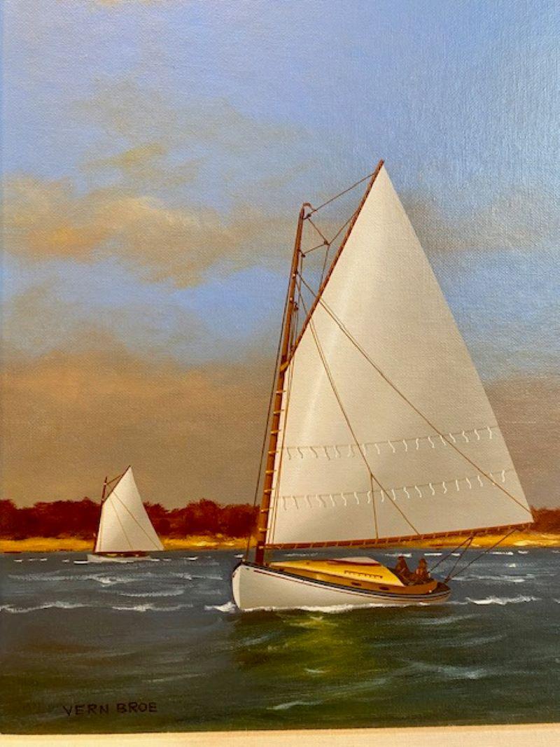 Other Seascape with Catboats off Coast, by Vern Broe, circa 1990s