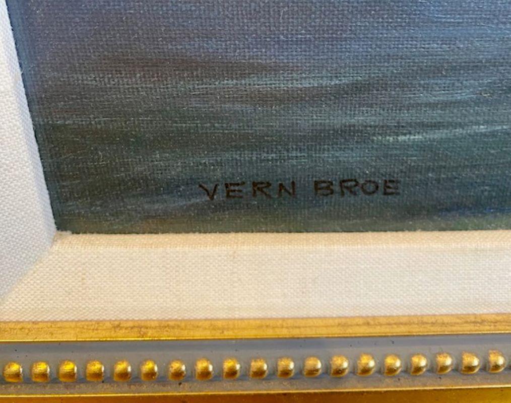 Seascape with Catboats off Coast, by Vern Broe, circa 1990s For Sale 1