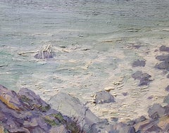 California Oil Painting by Robert F. Williams Seascape with Cliffs Circa. 1940's