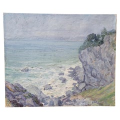 California Oil Painting by Robert F. Williams Seascape with Cliffs Circa. 1940's