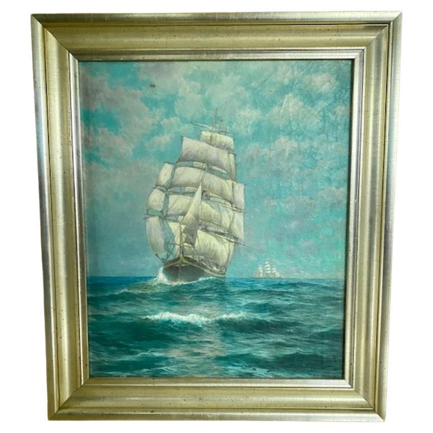 Seascape with Clippership by George Howell Gay (American: 1858 - 1931), ca 1890 For Sale