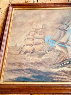 Seascape with Ship Racing a Barkentine, by C.A.S. Orne, 1920