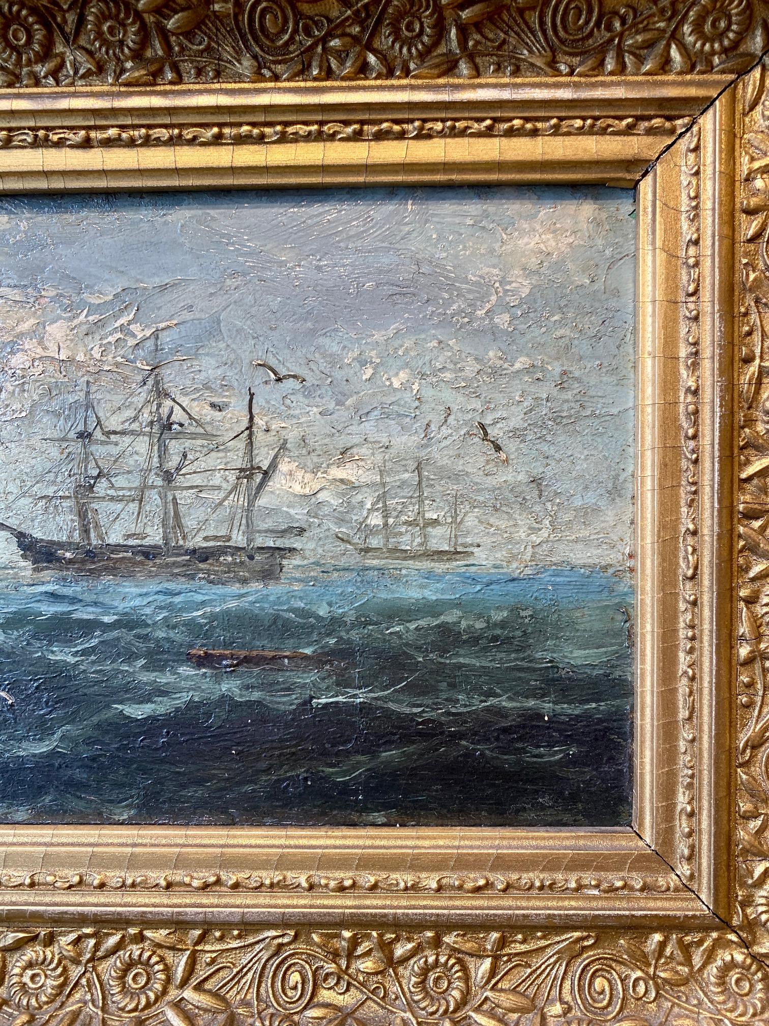 Late Victorian Seascape with Whale Ship, by J.H. Appleby, circa 1880