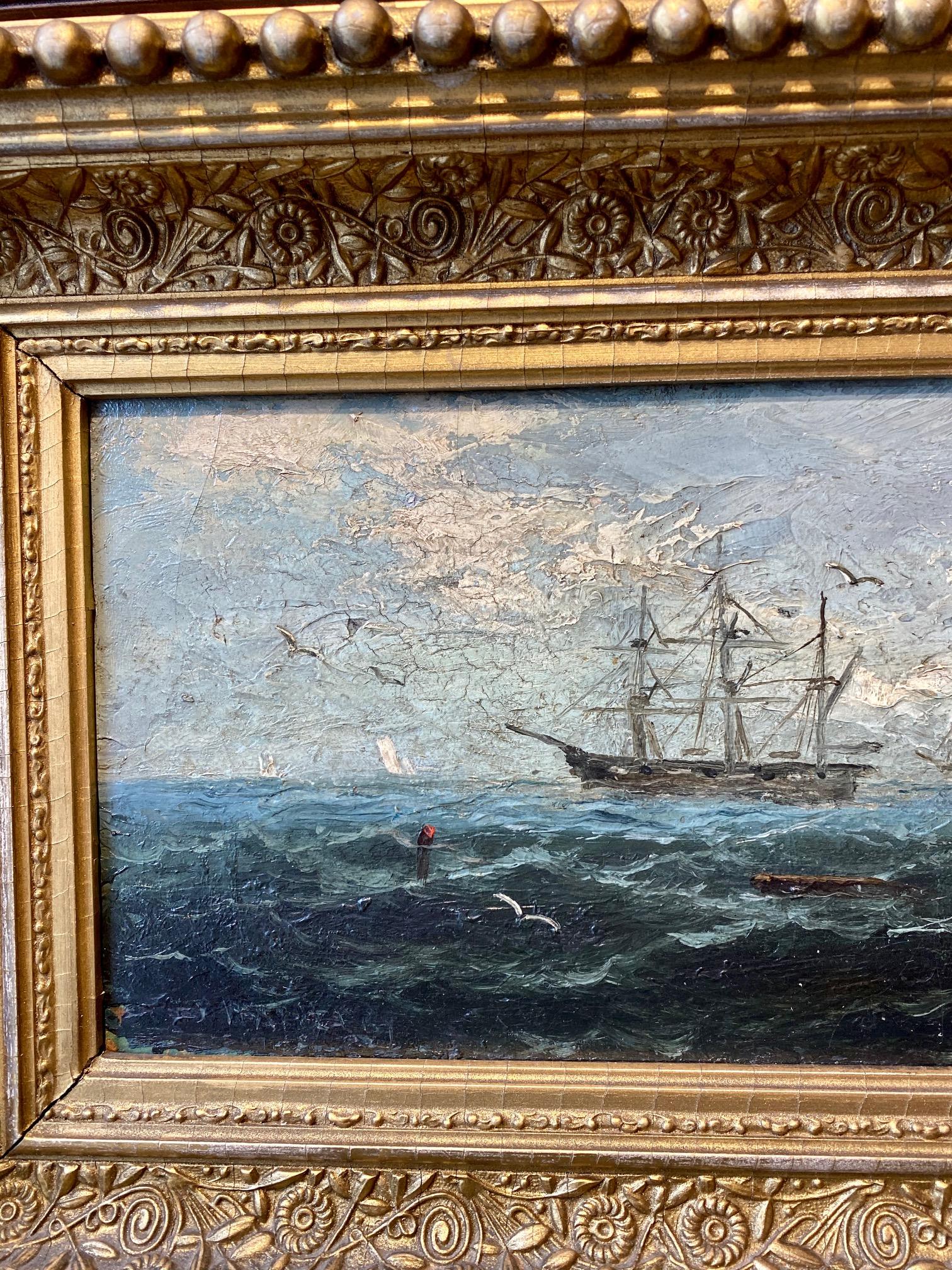 American Seascape with Whale Ship, by J.H. Appleby, circa 1880