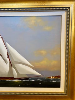 Seascape with Yachts Racing off Coast, by Vern Broe (1930 - 2011), ca 1990s