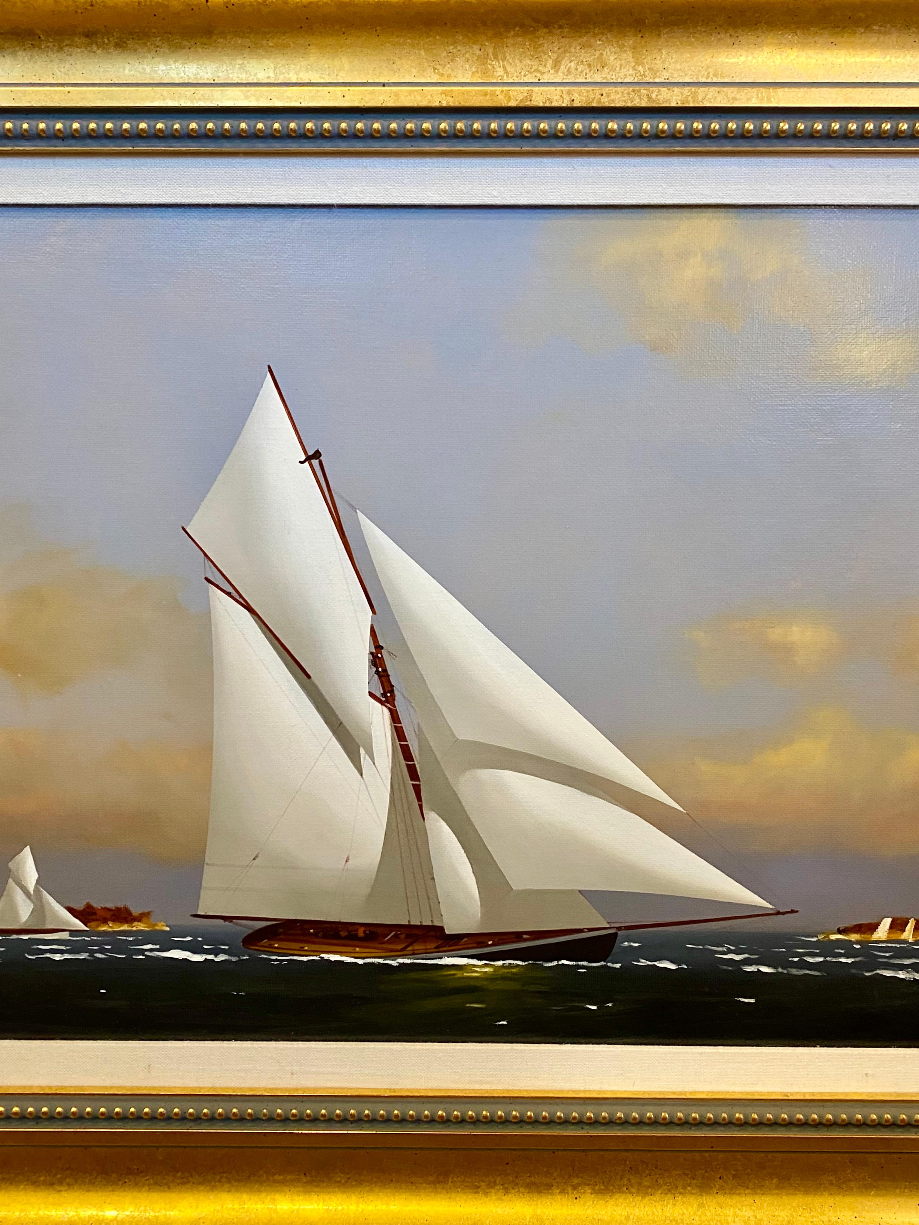 Other Seascape with Yachts Racing off Coast, by Vern Broe (1930 - 2011), ca 1990s