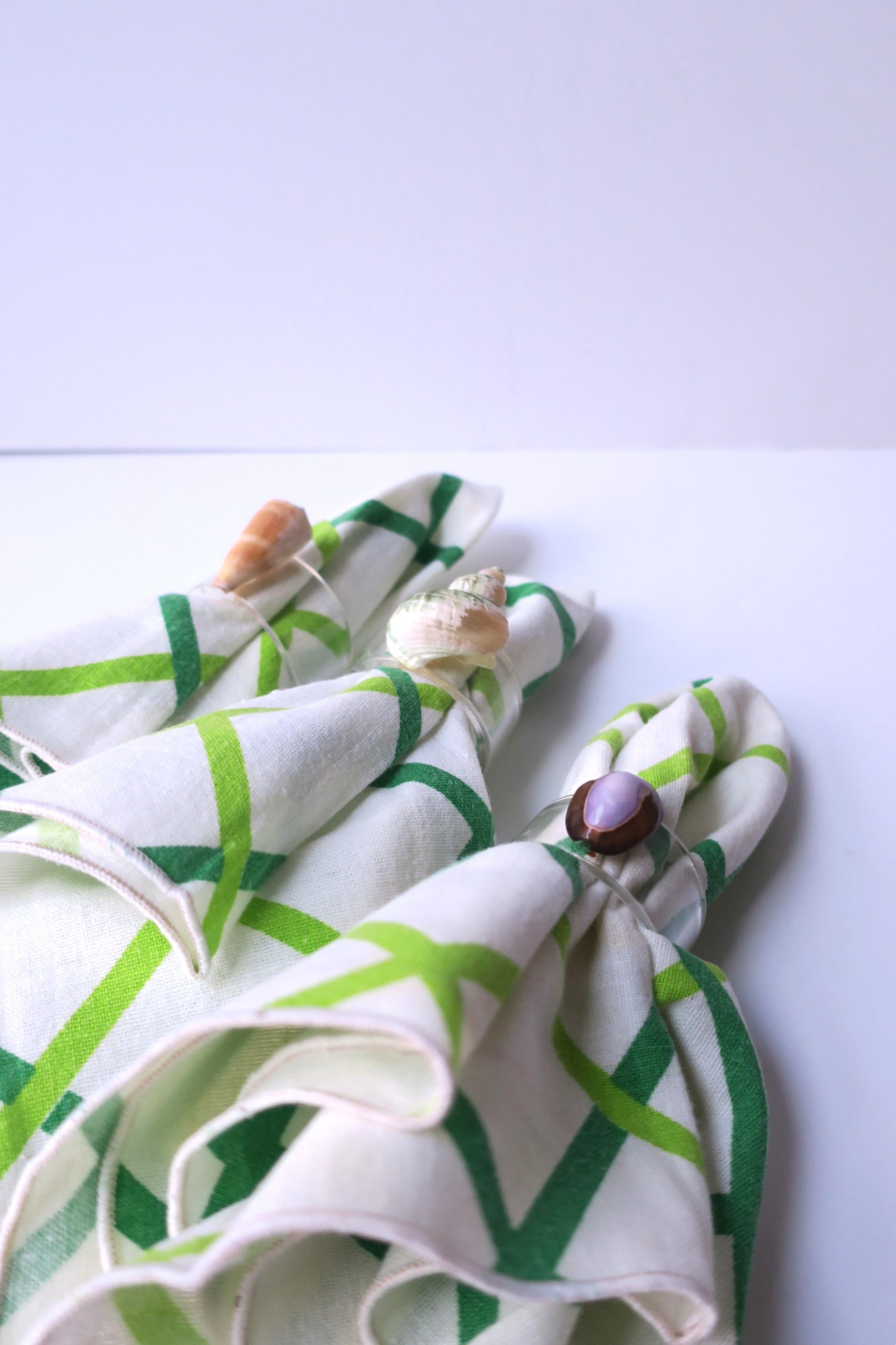 Seashell and Lucite Napkin Ring Holders, Set of 10 For Sale 2