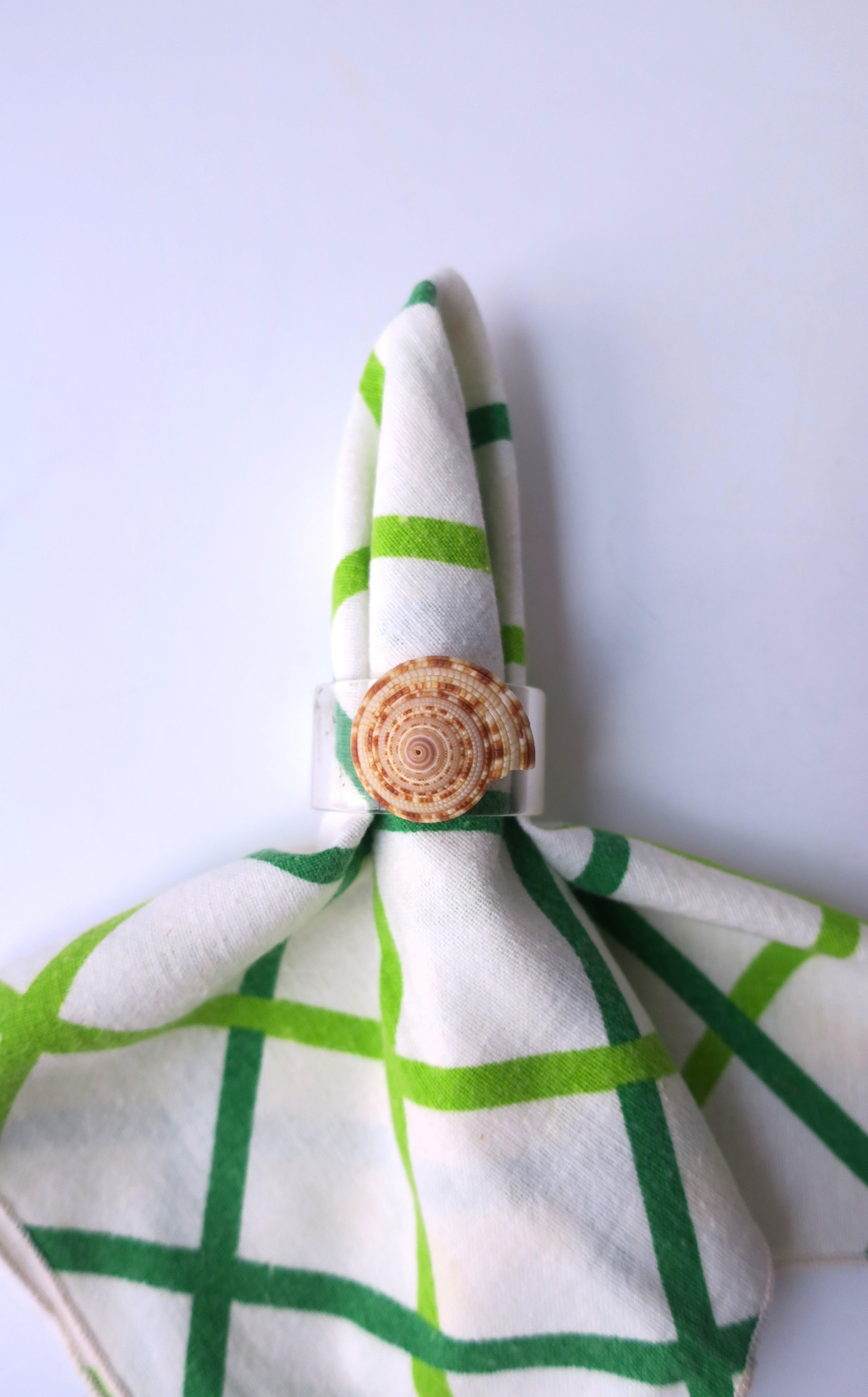 Seashell and Lucite Napkin Ring Holders, Set of 10 For Sale 4