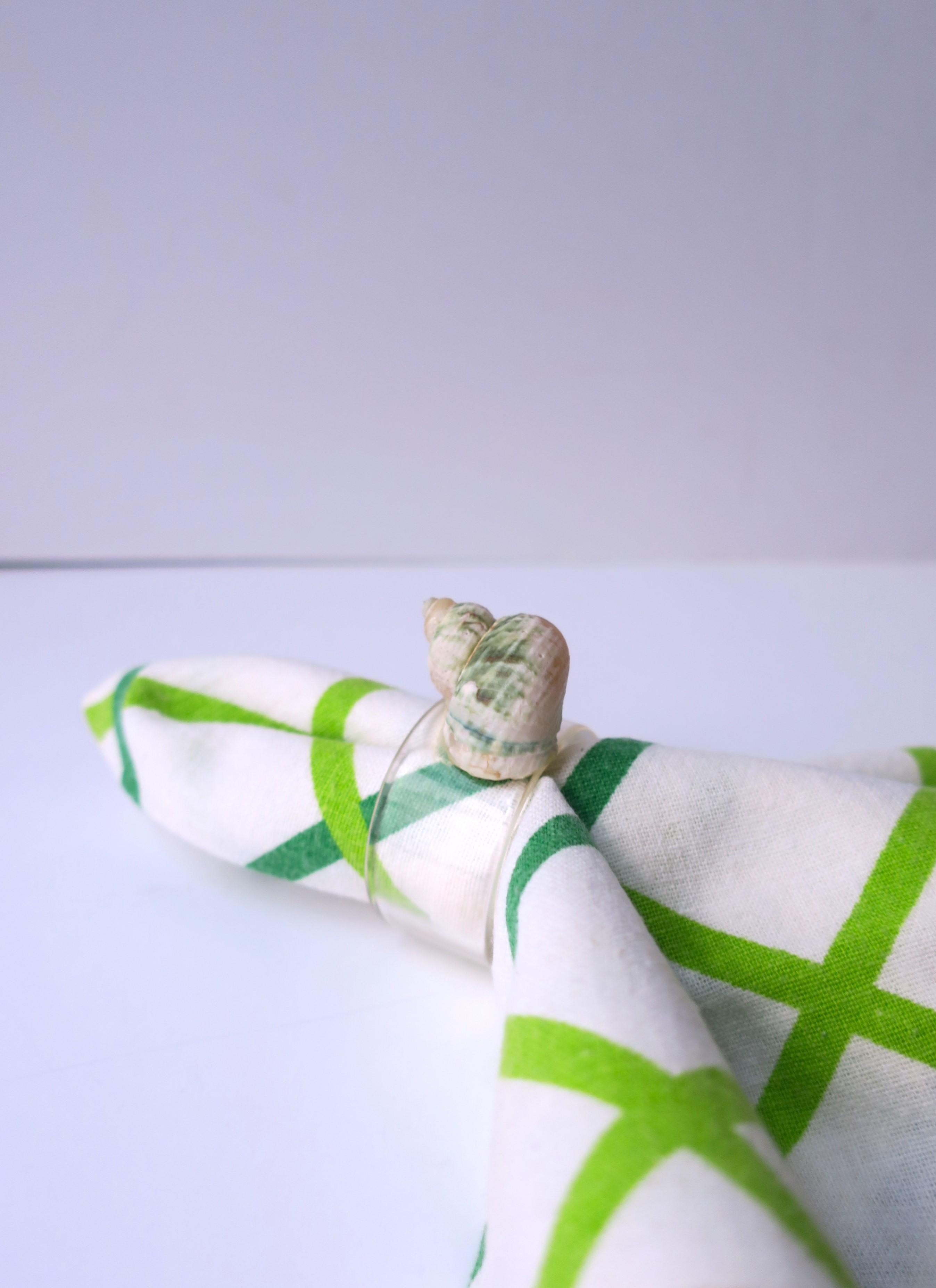 Seashell and Lucite Napkin Ring Holders, Set of 10 For Sale 5