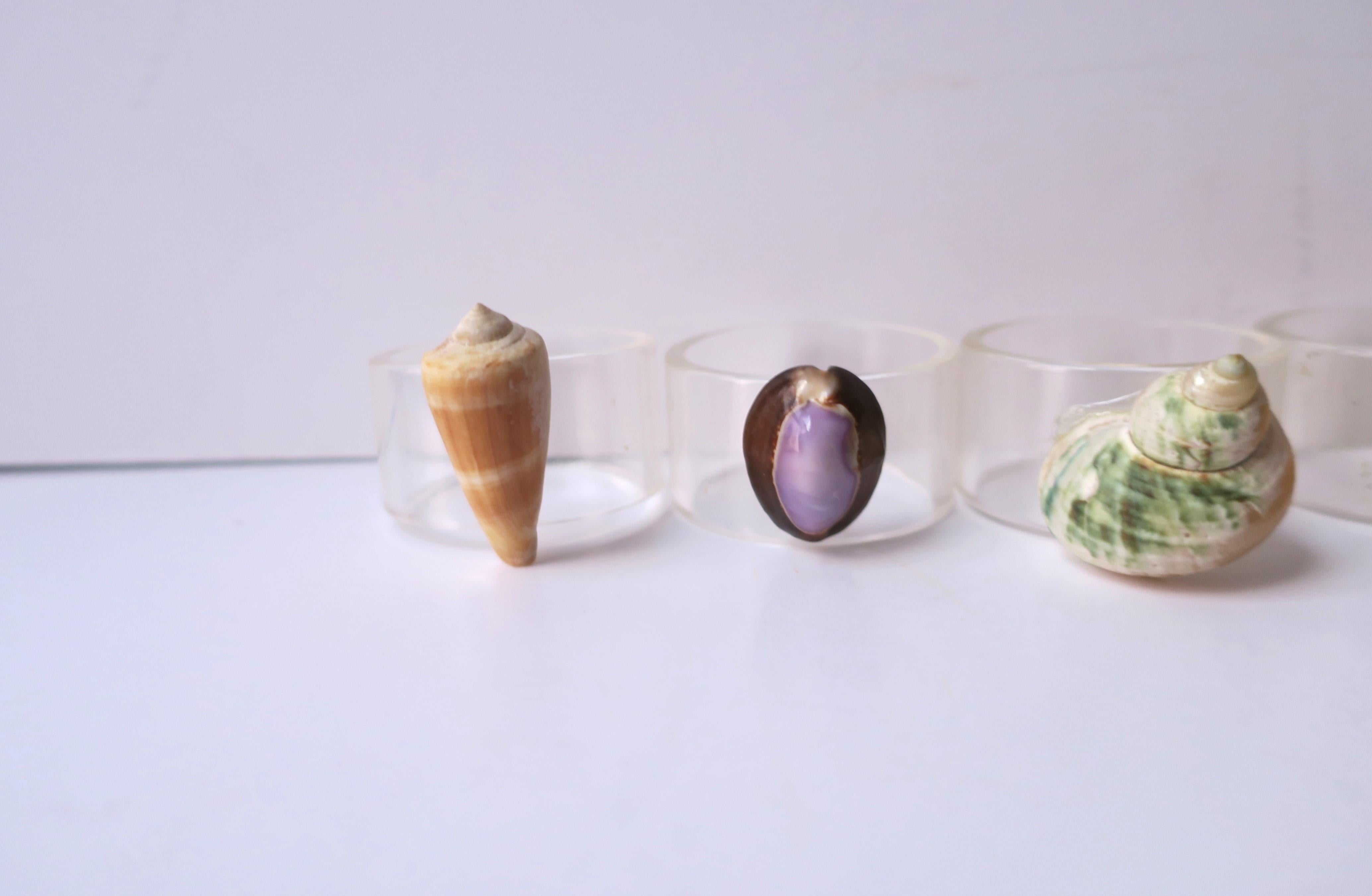 Seashell and Lucite Napkin Ring Holders, Set of 10 For Sale 7