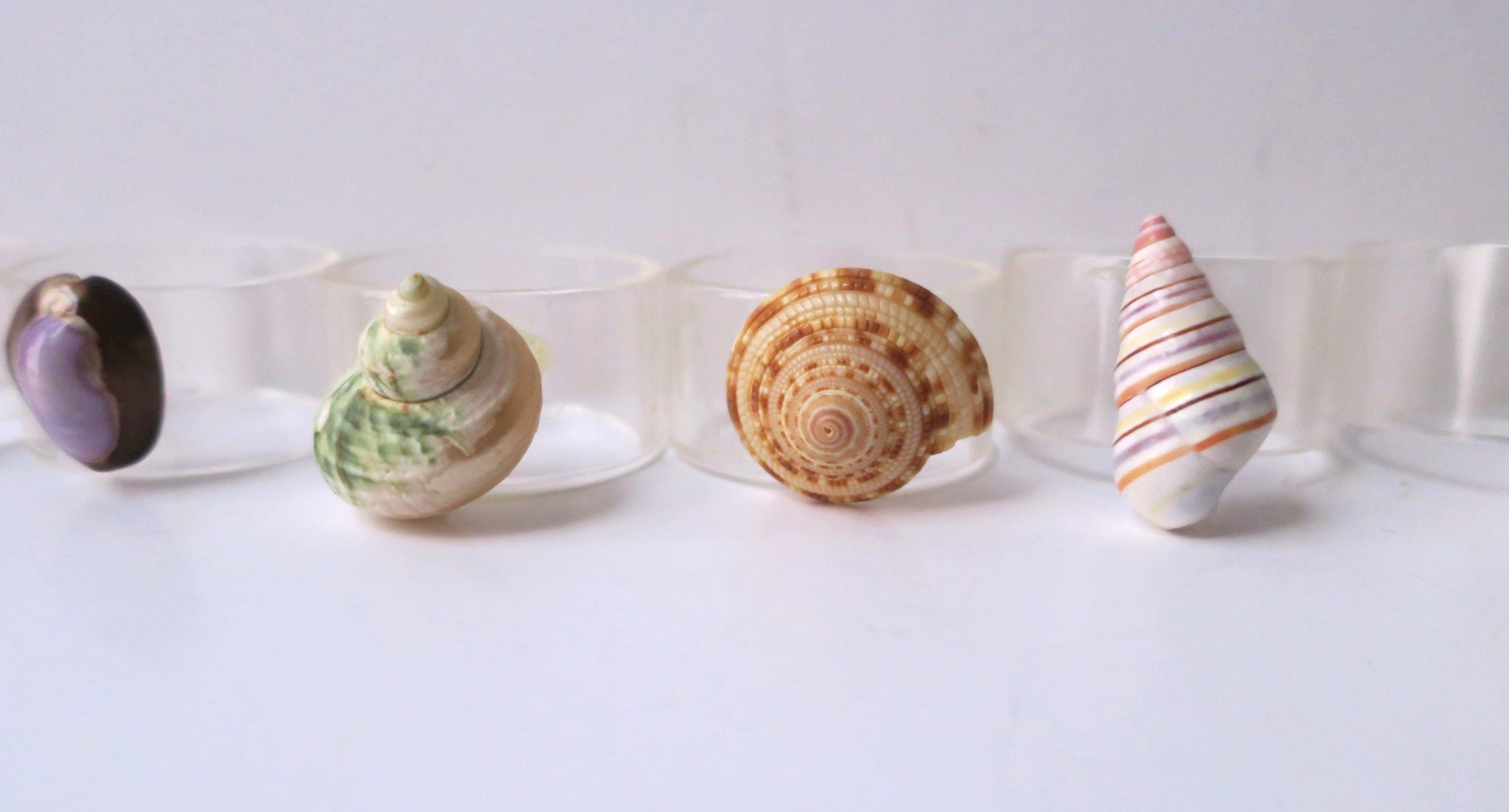Seashell and Lucite Napkin Ring Holders, Set of 10 For Sale 9