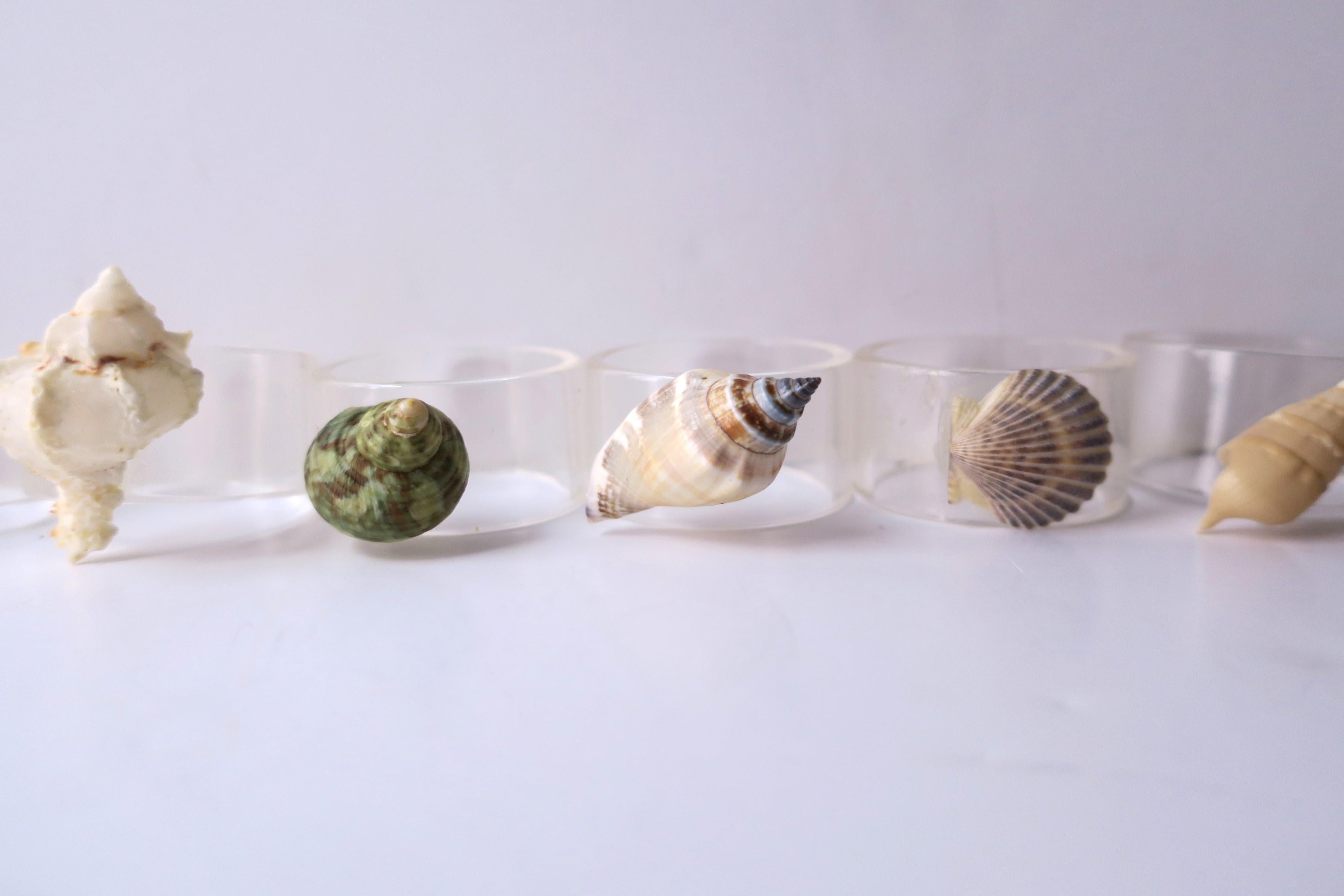 Seashell and Lucite Napkin Ring Holders, Set of 10 For Sale 11