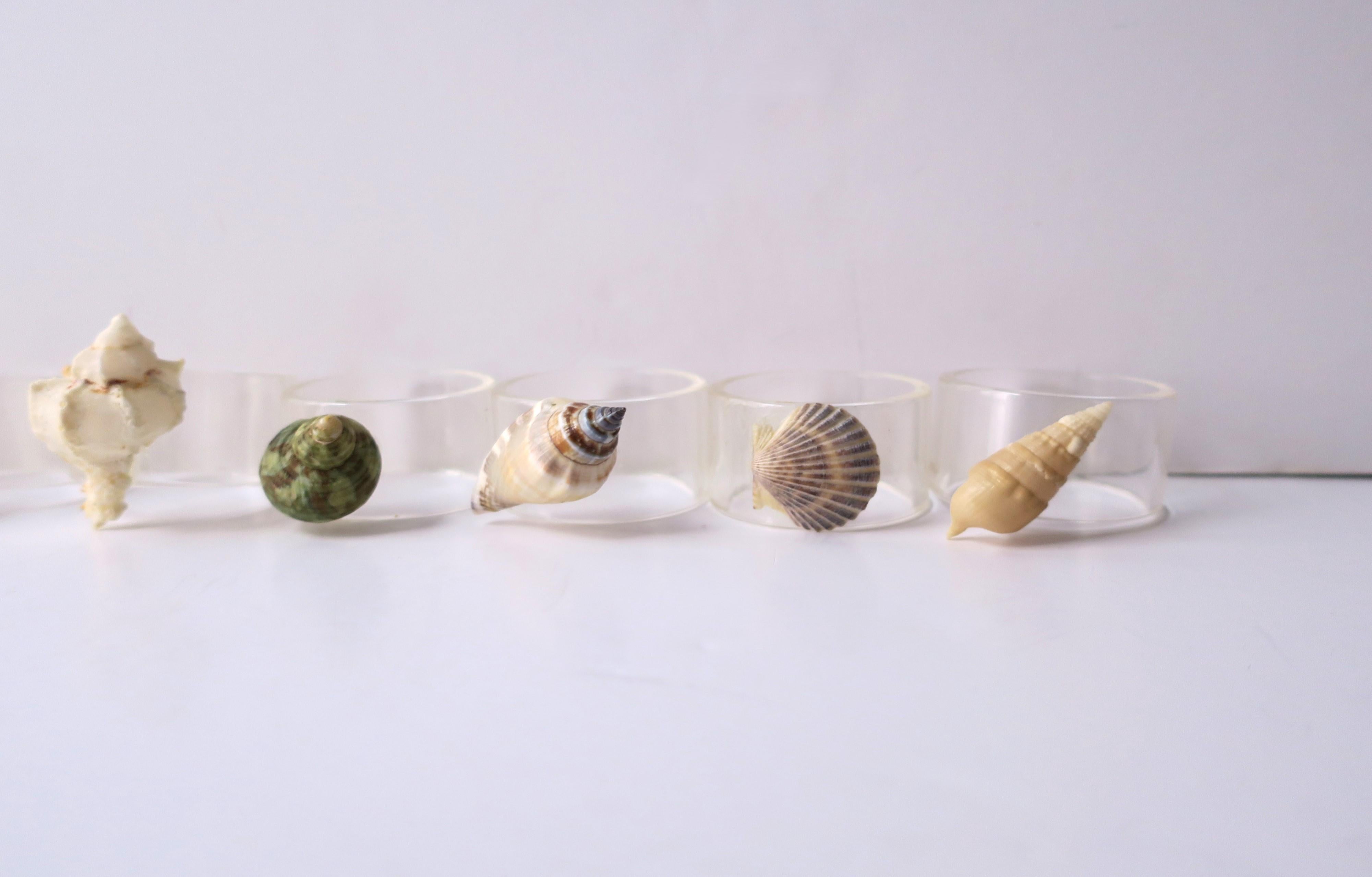 Seashell and Lucite Napkin Ring Holders, Set of 10 For Sale 12